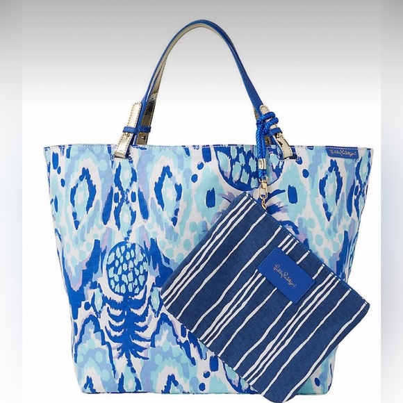 NWT Lilly Pulitzer Beach Bathers Reversible Tote in Tropi Call Me Print - Picture 1 of 8